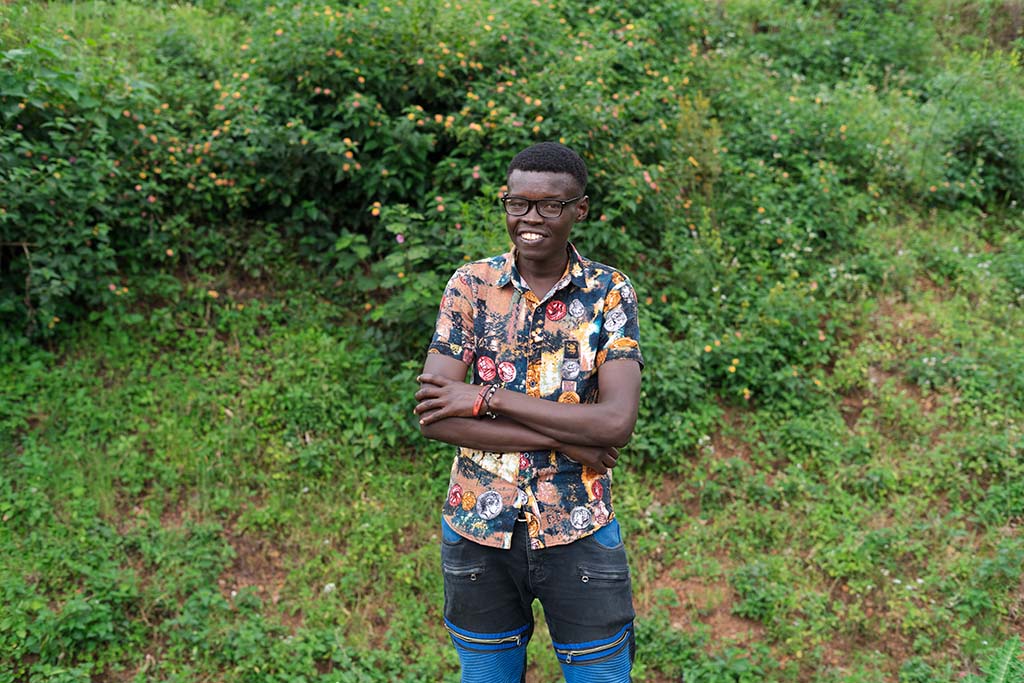 27-åriga Bosco är en av deltagarna i ett program för unga vuxna som fokuserar på sexuell och reproduktiv hälsa och rättigheter. Programmet organiseras av Kvinna till Kvinnas partnerorganisation Haguruka i Rwanda. Foto: Gloria Powell